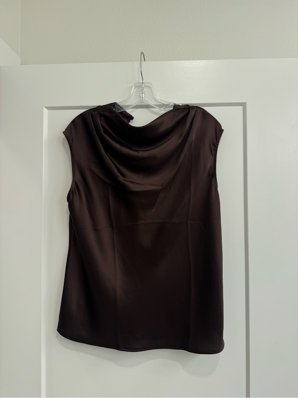 NWT LOFT Brown Satin Cowl Neck Sleeveless Top